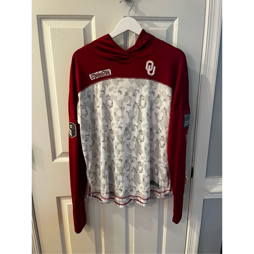 Colosseum Oklahoma Sooners Women’s Hooded Camo Pullover sz XXL